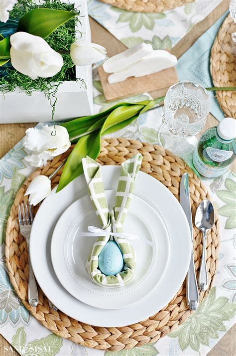 Easter Bunny Napkin Fold and Table Setting Idea - Sand and Sisal