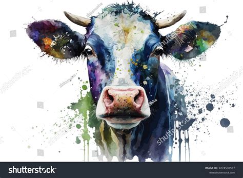 Purple Cow Head Vector Illustration Watercolor Stock Vector (Royalty ...