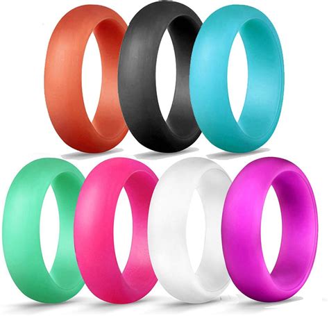 7 Pieces Stackable Silicone Rings, Silicone Wedding Bands for Women ...