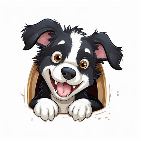 Premium AI Image | Happy Border Collie Puppy Cartoon In Hole Detailed ...