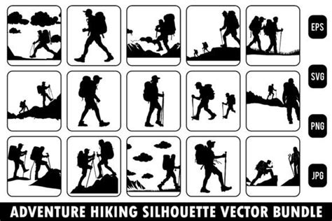 Hiking Silhouette Vector Bundle, Art Graphic by Art Merch X · Creative ...