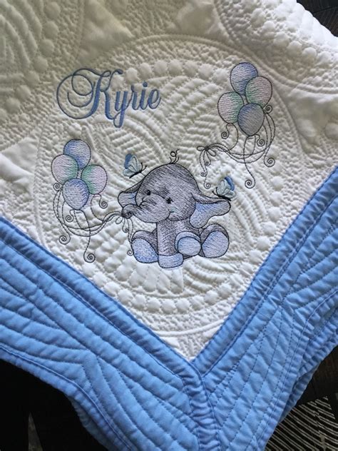 Heirloom Baby Quilt Monogrammed Embroidered Name Home & Living Quilts ...