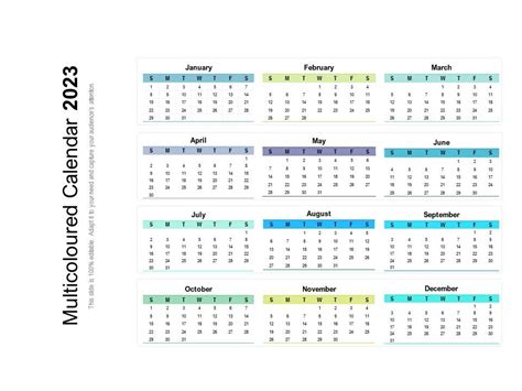 Multicoloured Calendar 2023 | Presentation Graphics | Presentation ...