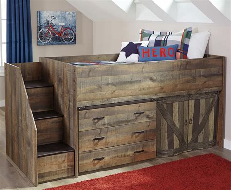 Ashley Signature Design Trinell Loft Bed with Stairs and Drawer Storage ...