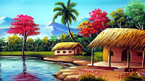 Indian Village Scenery Painting