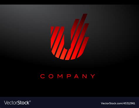 U letter logo with red lines design red letter Vector Image