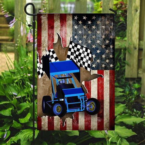 Sprint Car Racing American US Flag - Flagwix