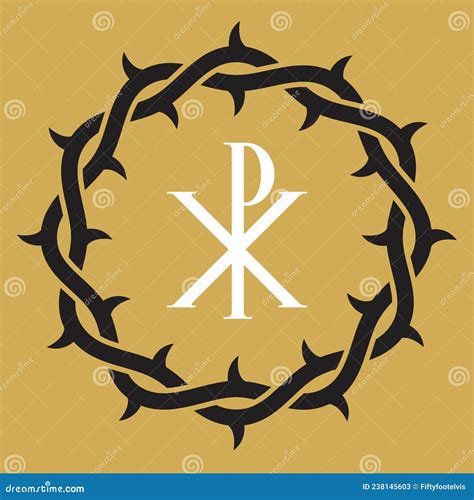 Crown or Wreath of Thorns with Christ Symbol. Stock Vector ...