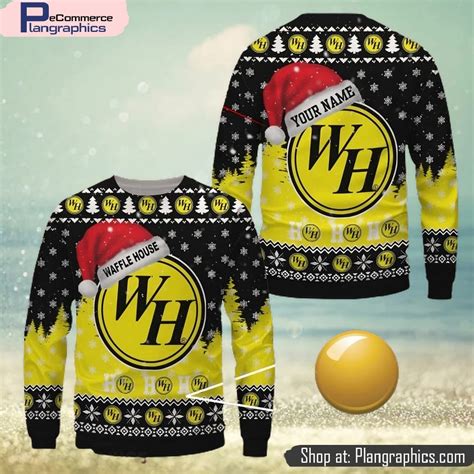 Custom Name Waffle House Uniform Brand Logo Christmas Wool Sweater ...