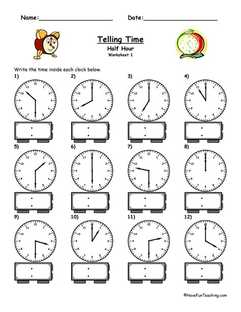 time worksheet: NEW 807 TIME WORKSHEETS HALF PAST