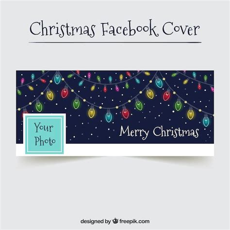 Free Vector | Hand drawn christmas lights cover for facebook