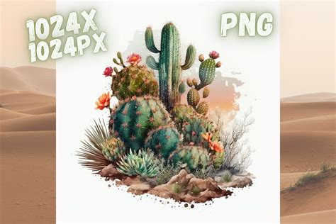 Watercolor Cactus Desert Opuntia Image Graphic by Dremari Graphics ...