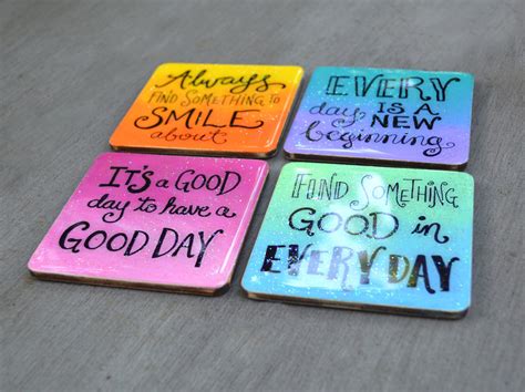 Colorful Inspirational Sayings Wooden Square Coasters - Etsy