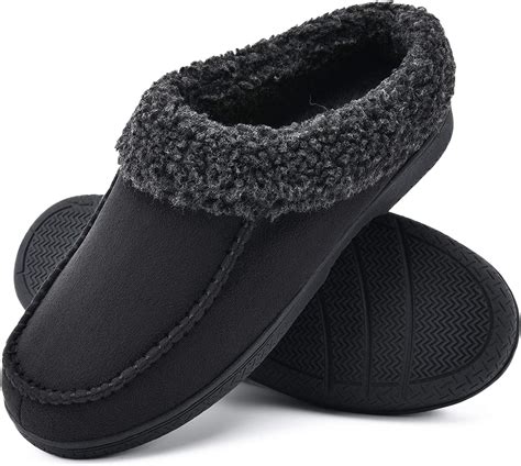 Amazon.com | DL Warm House Slippers for Men Memory Foam, Winter Cozy ...