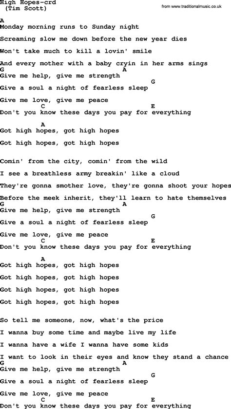 Bruce Springsteen song: High Hopes, lyrics and chords