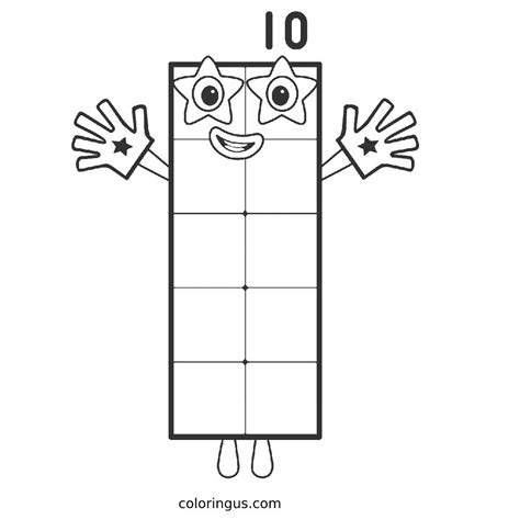 Numberblocks 10 Coloring Page