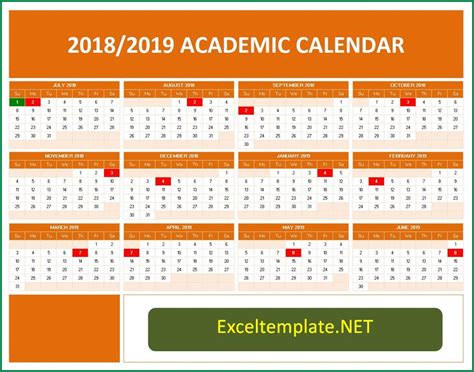 Yearly School Calendar | Excel Templates