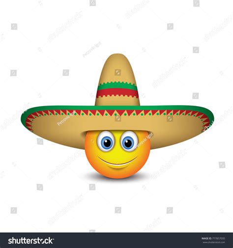 Cute Mexican Emoticon Wearing Sombrero Hat: vector de stock (libre de ...