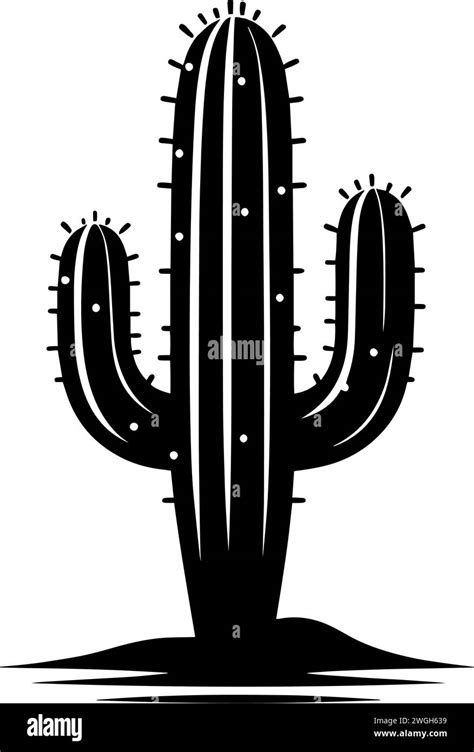 Cactus desert silhouette. Flat vector illustration Stock Vector Image ...