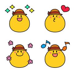 The funny face wearing a straw hat – LINE Emoji | LINE STORE