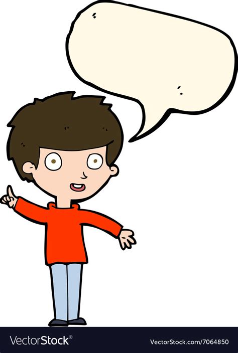 Cartoon boy with idea speech bubble Royalty Free Vector