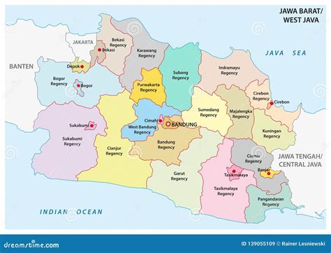 Jawa Barat, West Java Administrative and Political Vector Map ...