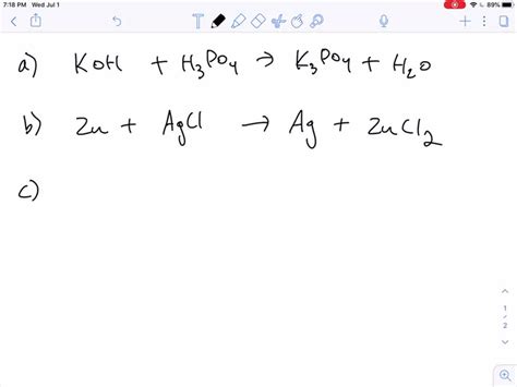 SOLVED:Write an unbalanced equation to represent each of the following ...