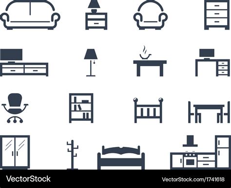 Furniture icons Royalty Free Vector Image - VectorStock