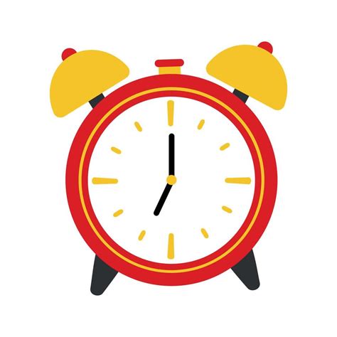 Flat Red Alarm Clock Icon Clipart Animated Cartoon Vector Illustration ...