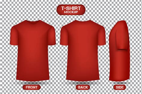 plain red t-shirt design, with front, back and side views, 3d style t ...