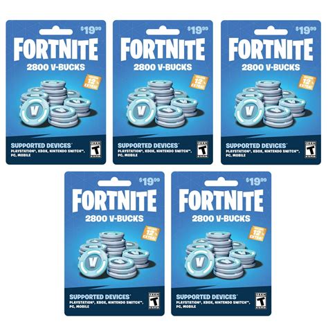 Fortnite 14,000 V-Bucks, (5 x $19.99 Cards) $99.95 Physical Cards ...