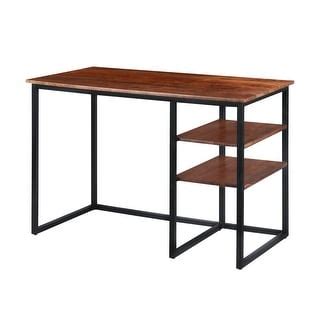 Industrial Style Desk With Sturdy Frame and 2 Shelves With Plenty of ...