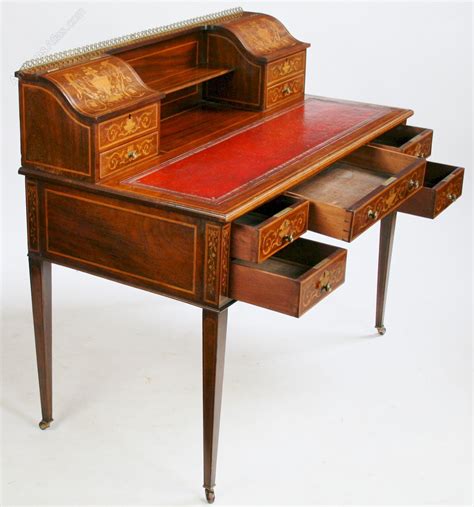 Edwardian Inlaid Mahogany 5 Drawer Writing Desk. - Antiques Atlas