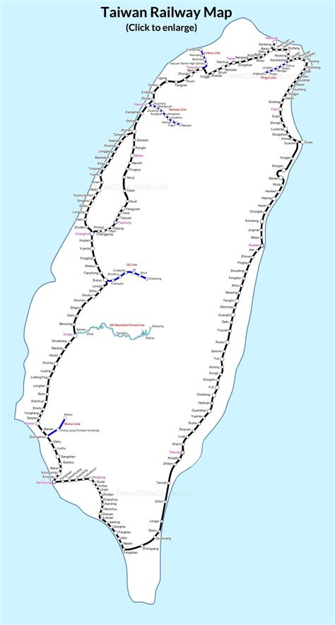 Taiwan railway map - Railway map Taiwan (Eastern Asia - Asia)