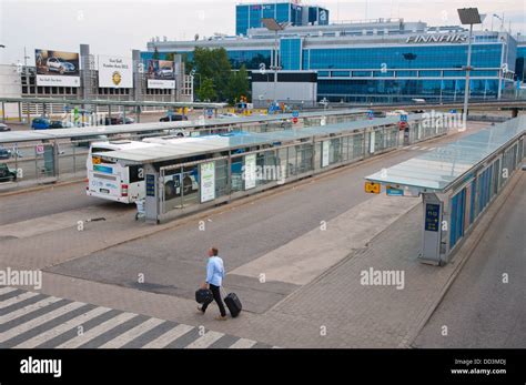 Bus and coach departures and arrivals area Helsinki-Vantaa airport ...