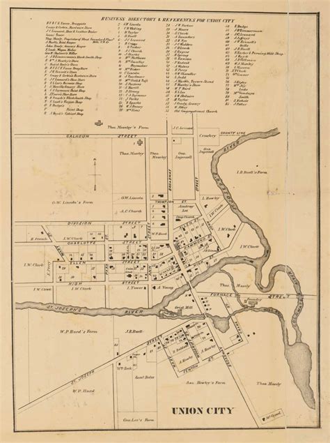 Union City, Michigan 1858 Old Town Map Custom Print - Branch Co. - OLD MAPS