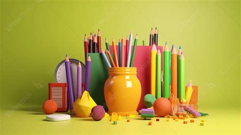 School Supplies Galore 3d Rendered Image On Abstract For Back To School ...