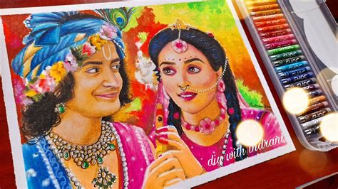 Radhakrishna drawing with oil pastel, Krishna drawing with oil pastel ...