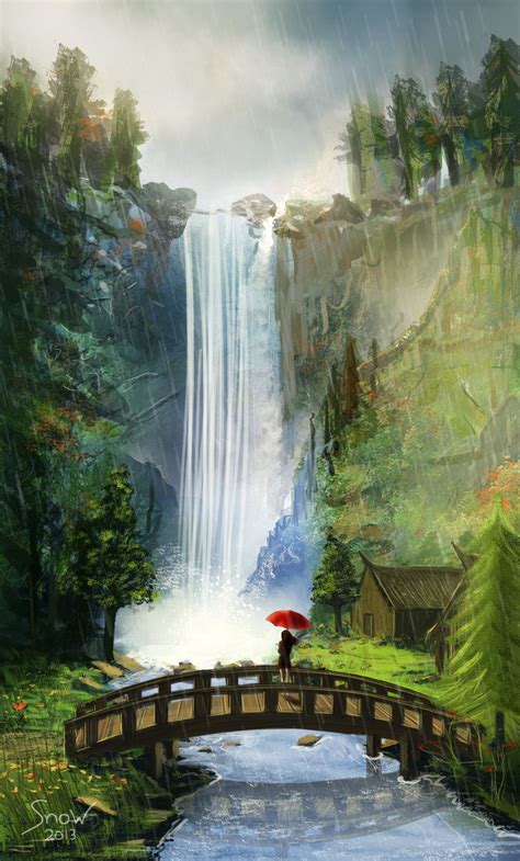 Waterfall valley by SiberionSnow on deviantART | Waterfall art ...