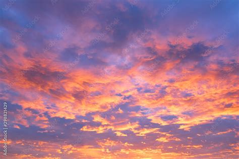 Fiery orange sunset sky. Beautiful sky. Beautiful orange clouds on a ...