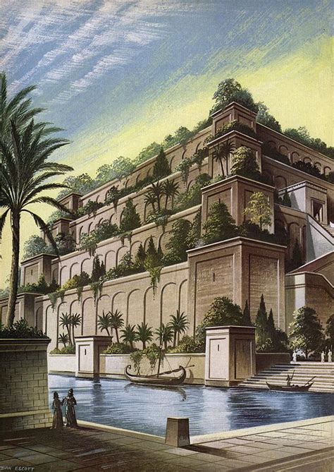 The Hanging Gardens Of Babylon Colour Litho Photograph by English ...