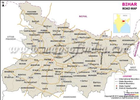 Bihar Road Network Map with District Roads