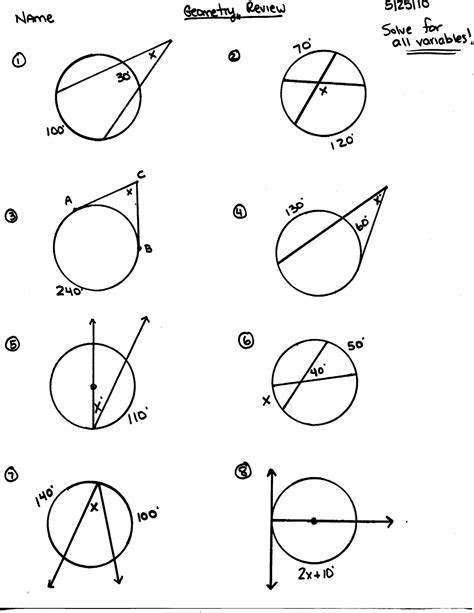 Math Worksheets For 10th Grade Geometry