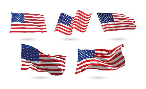 Vintage waving USA flag set. Vector waving American flags. 7819967 ...