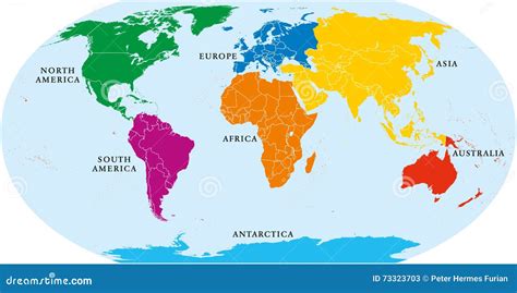 Mapa Del Mundo De Siete Continentes Ilustración del Vector - Imagen ...