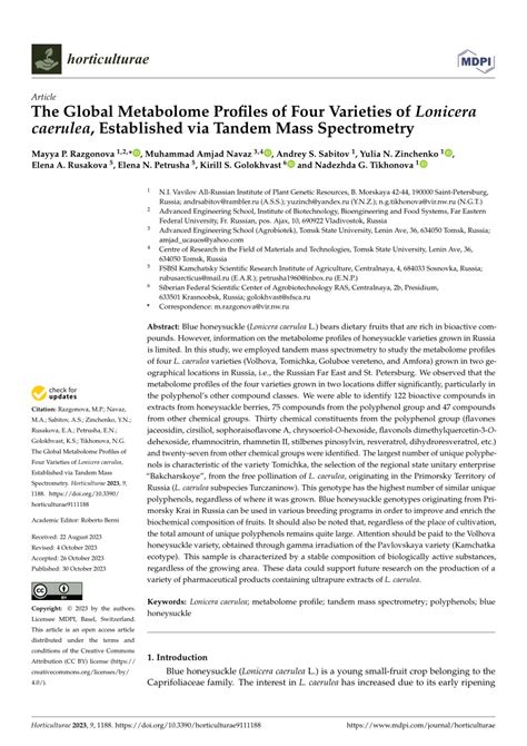 (PDF) The Global Metabolome Profiles of Four Varieties of Lonicera ...