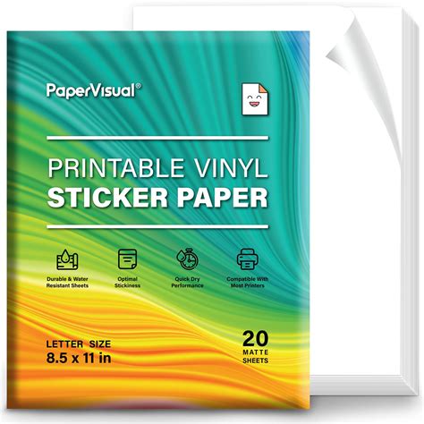 Buy PAPERVISUAL Printable Permanent Vinyl Paper - 20 Sticker Sheets For ...