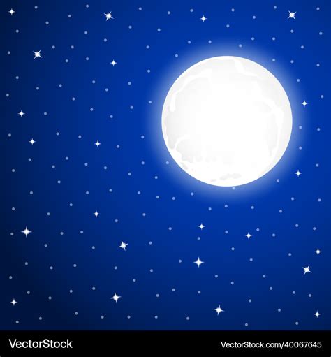 Large full moon and starry sky at night Royalty Free Vector