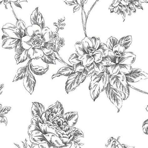 Black and White Vintage Floral Norwall BW28706 Wallpaper Samples, Of ...