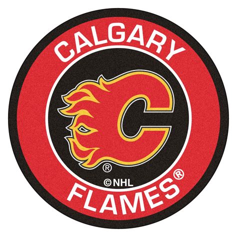 FanMats® 18865 - NHL Calgary Flames Round Nylon Area Rug with "Flaming ...